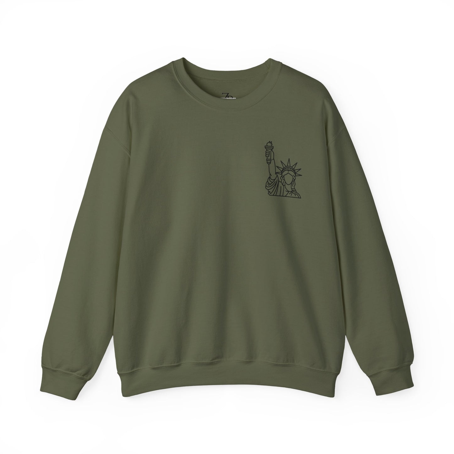New York City Skyline Crewneck Sweatshirt — Statue of Liberty Chest Graphic