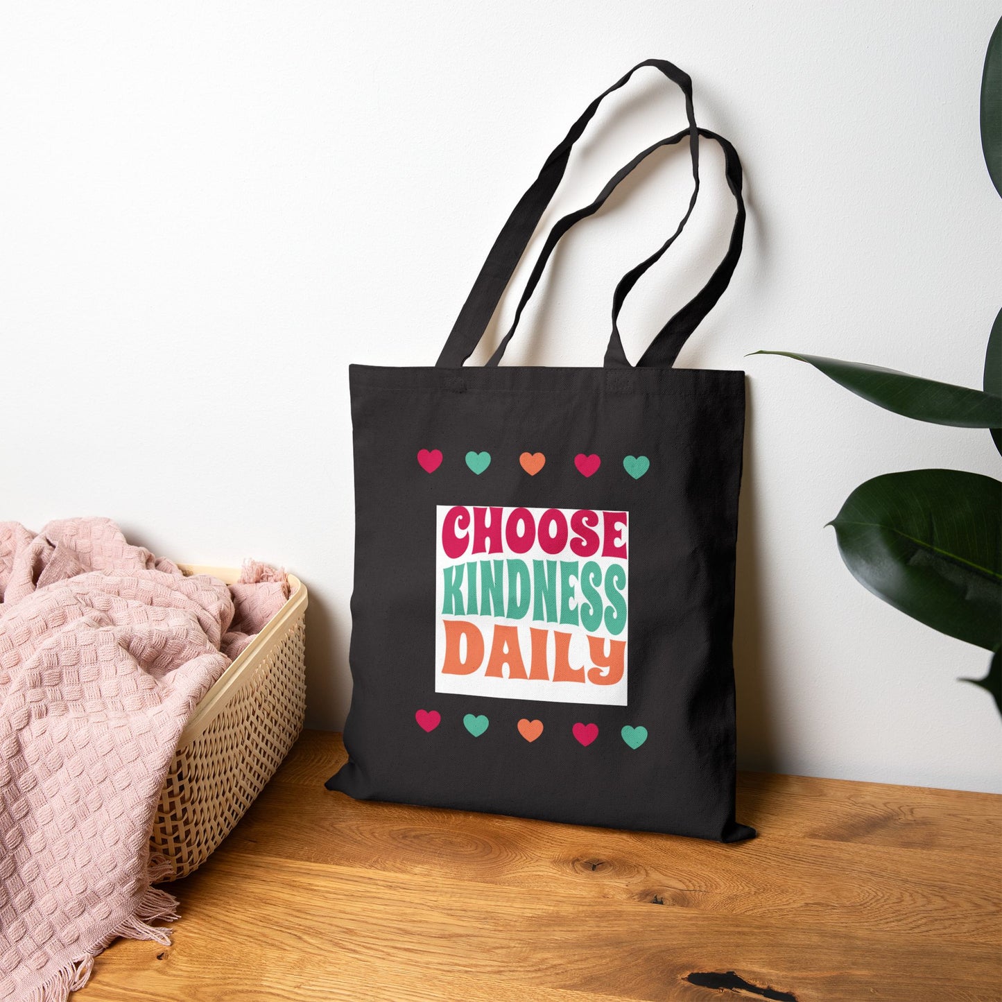 Choose Kindness Daily Canvas Tote — Eco-Friendly Reusable Shopping Bag with Heart Design