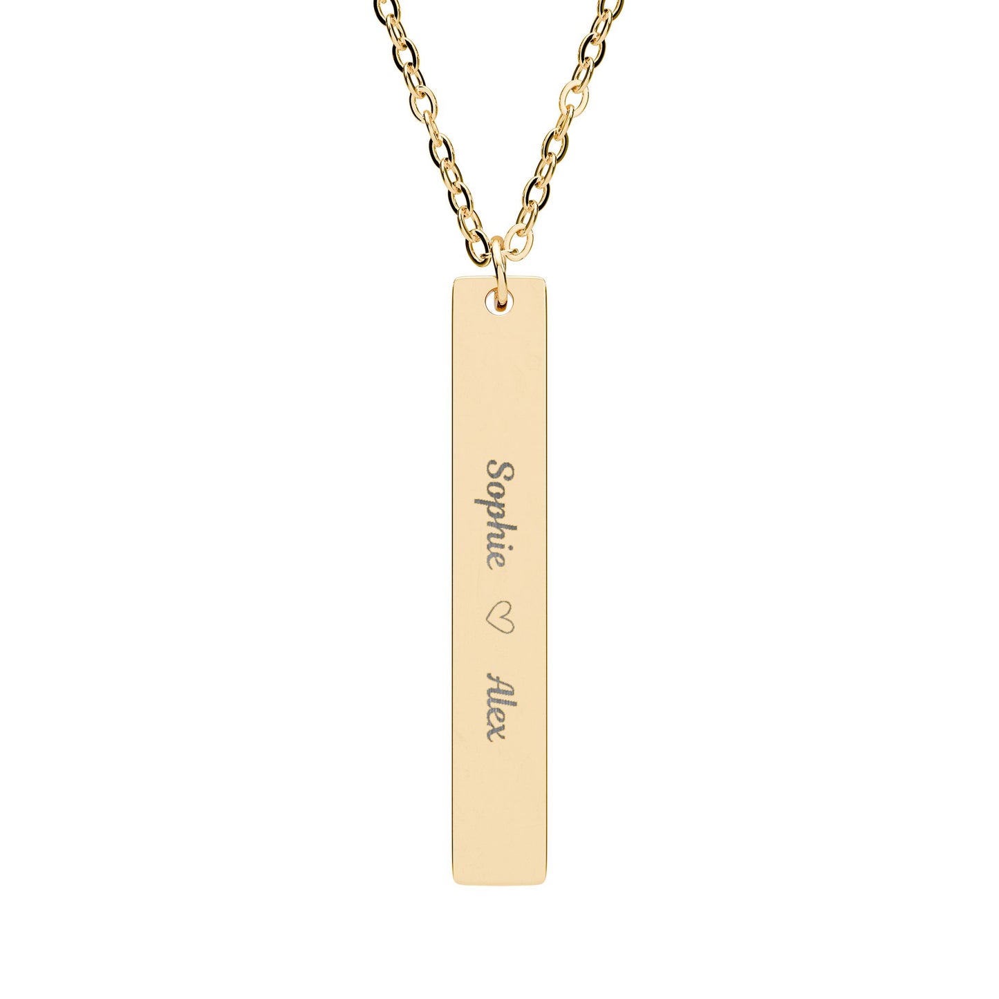 Personalized Vertical Bar Necklace — Engraved Names Pendant