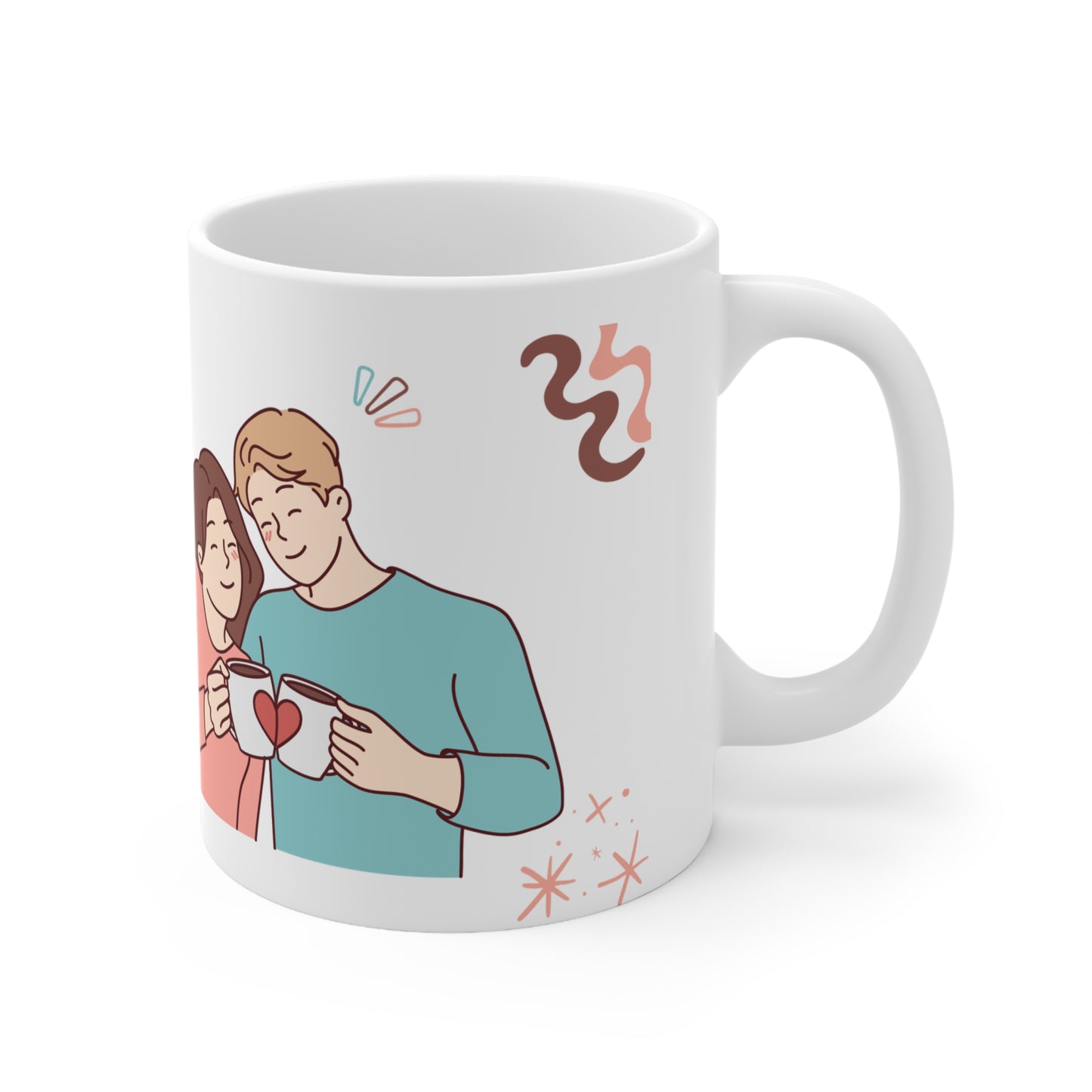 Hug in a Mug Ceramic Coffee Cup - Gift for Friends & Couples 11 oz