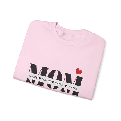 Personalized Mom with Kids Names  Crewneck Sweatshirt — Custom Names with Heart