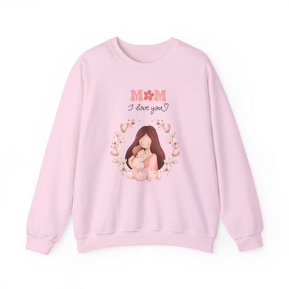 Mom I Love You Crewneck Sweatshirt — Cute Mom and Baby Floral Pullover