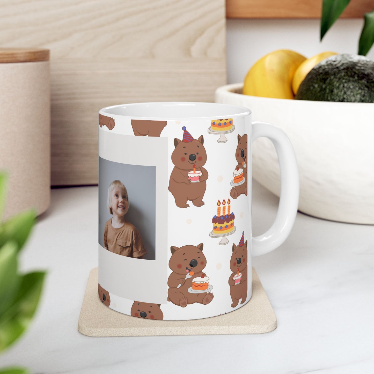 Personalized Birthday Mug with Cute Bear Design