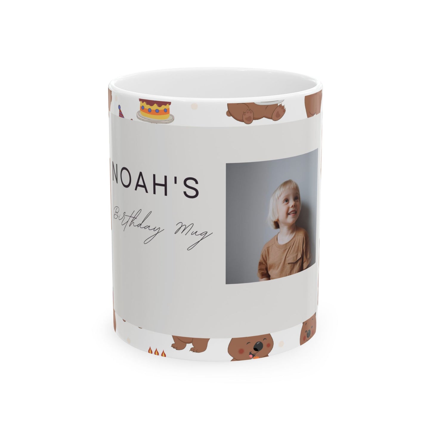 Personalized Birthday Mug with Cute Bear Design