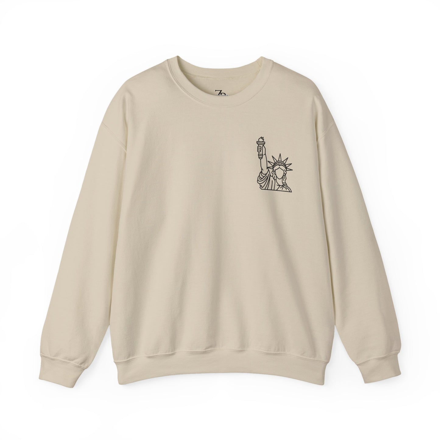 New York City Skyline Crewneck Sweatshirt — Statue of Liberty Chest Graphic