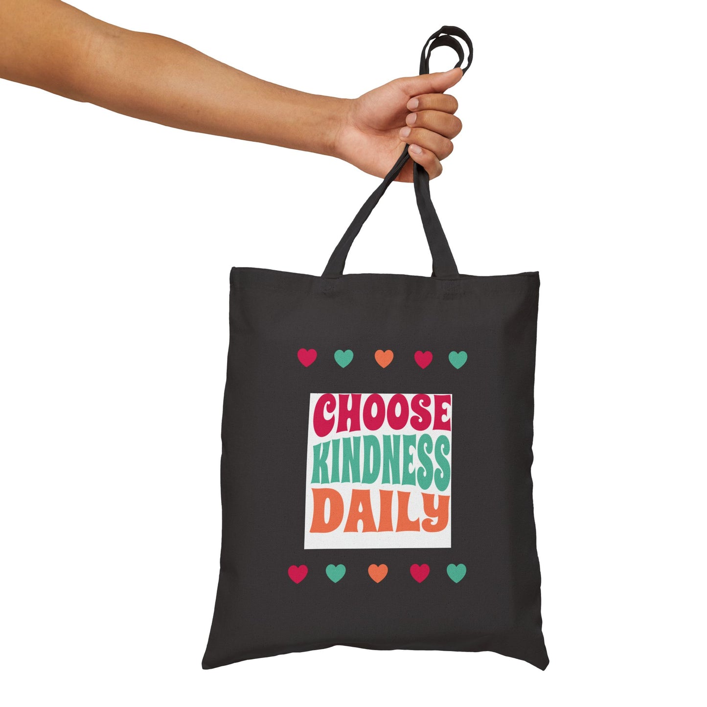 Choose Kindness Daily Canvas Tote — Eco-Friendly Reusable Shopping Bag with Heart Design
