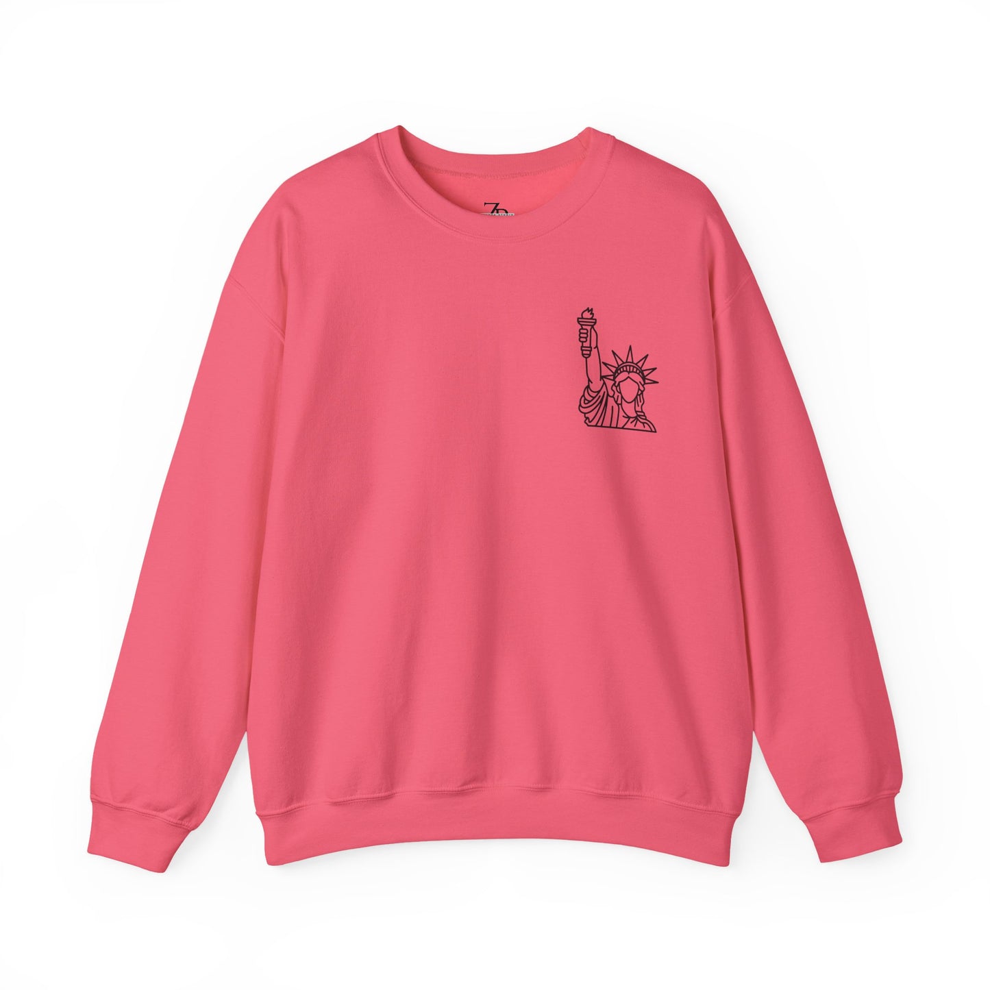 New York City Skyline Crewneck Sweatshirt — Statue of Liberty Chest Graphic