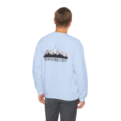 New York City Skyline Crewneck Sweatshirt — Statue of Liberty Chest Graphic
