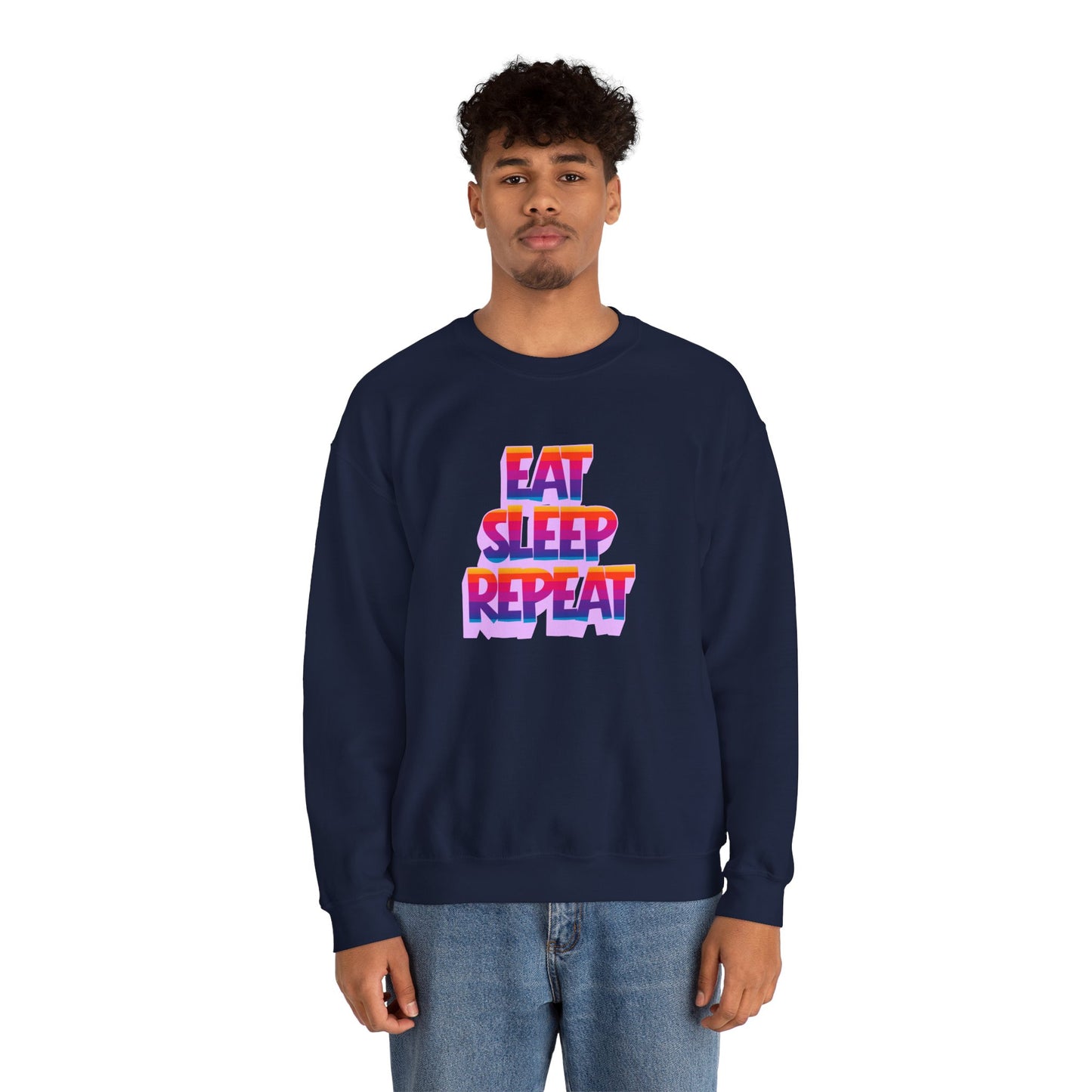 Eat Sleep Repeat Crewneck Sweatshirt — Retro Gradient Graphic Sweatshirt