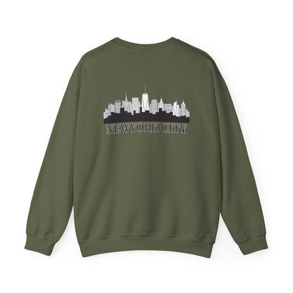 New York City Skyline Crewneck Sweatshirt — Statue of Liberty Chest Graphic