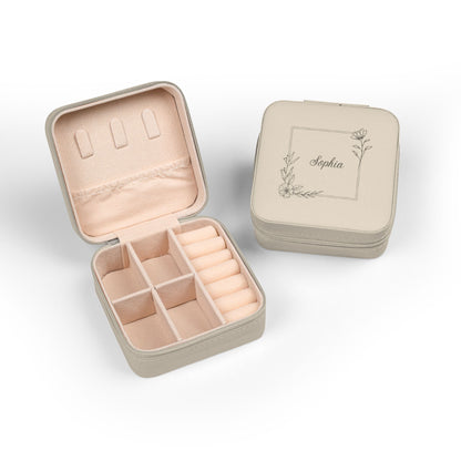 Personalized Name Jewelry Travel Case — Compact Portable Ring & Earring Organizer