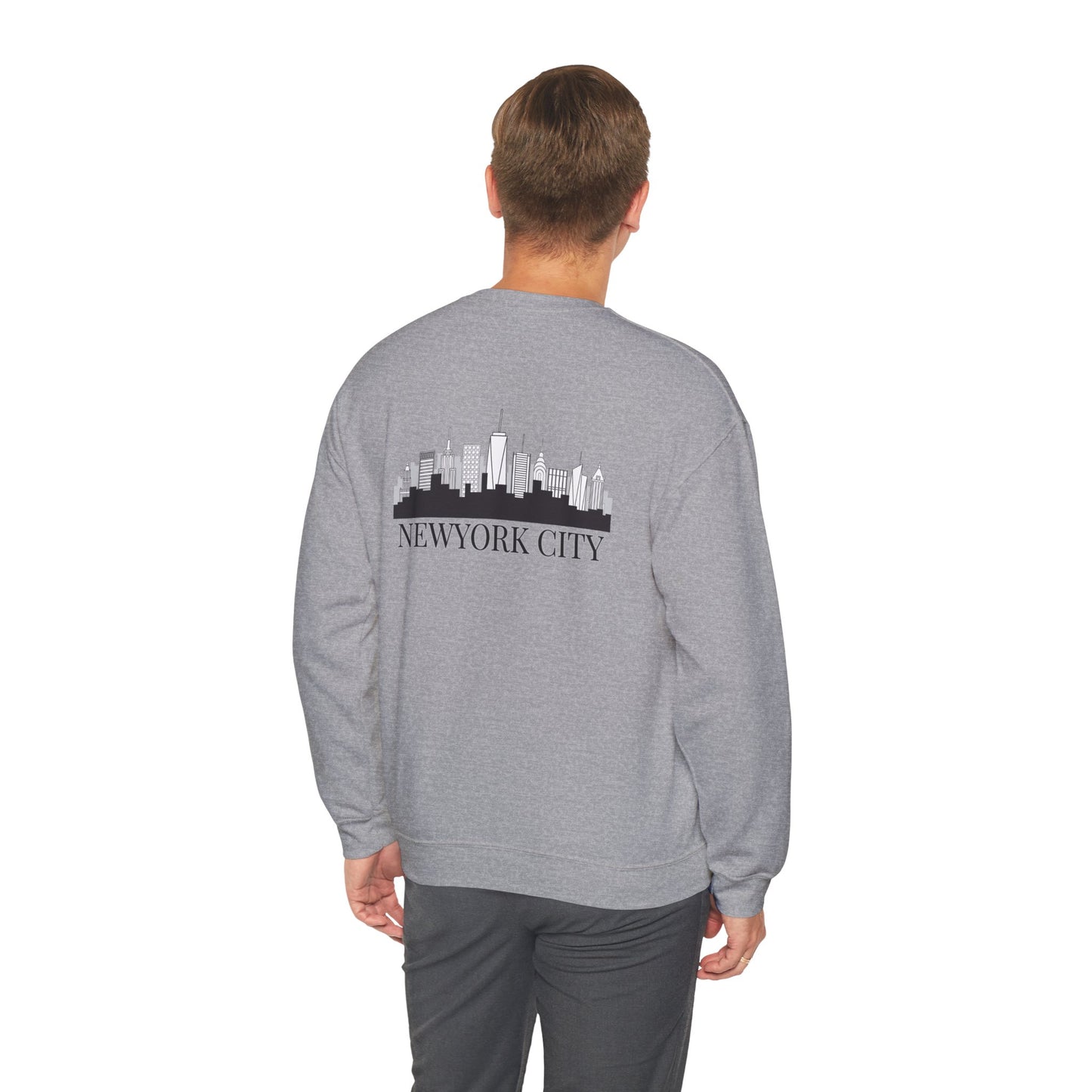 New York City Skyline Crewneck Sweatshirt — Statue of Liberty Chest Graphic
