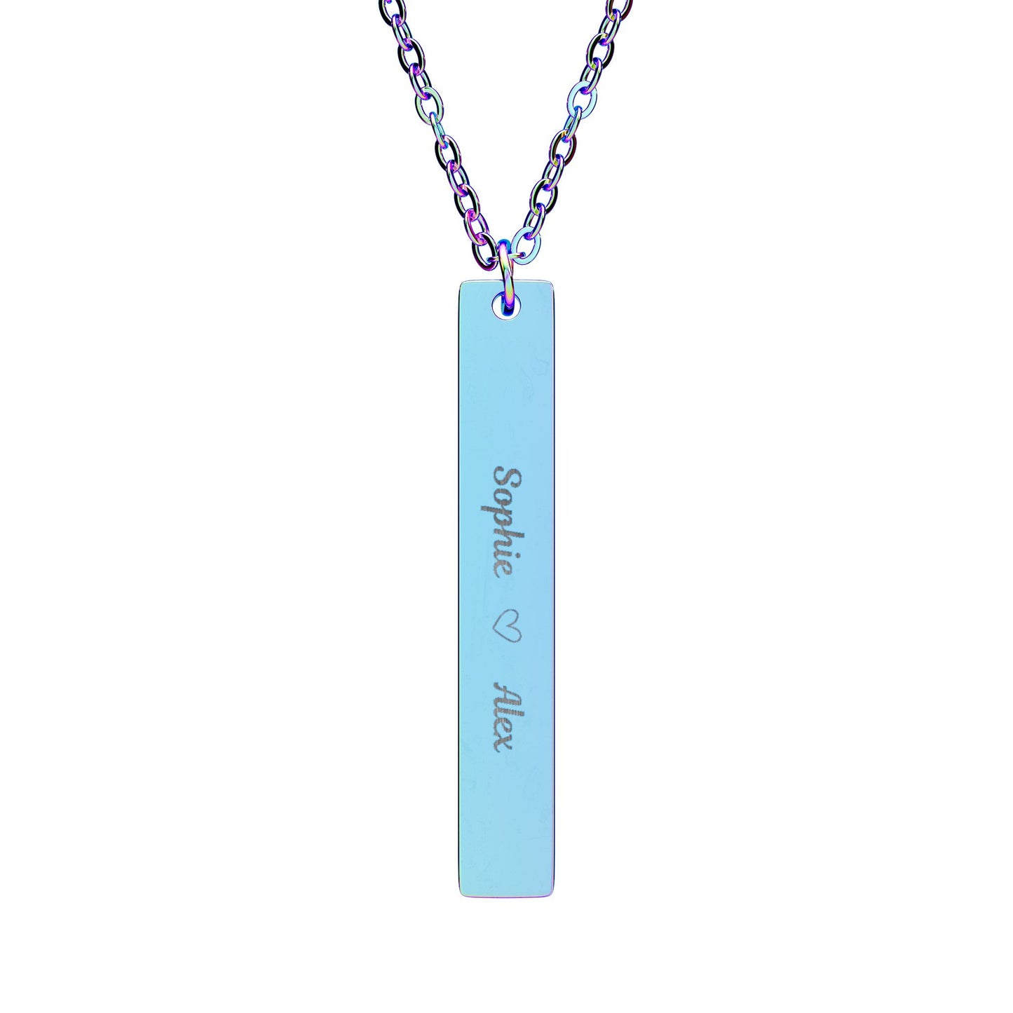 Personalized Vertical Bar Necklace — Engraved Names Pendant