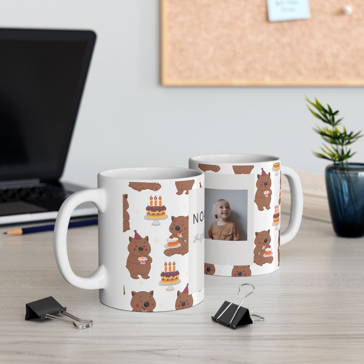 Personalized Birthday Mug with Cute Bear Design