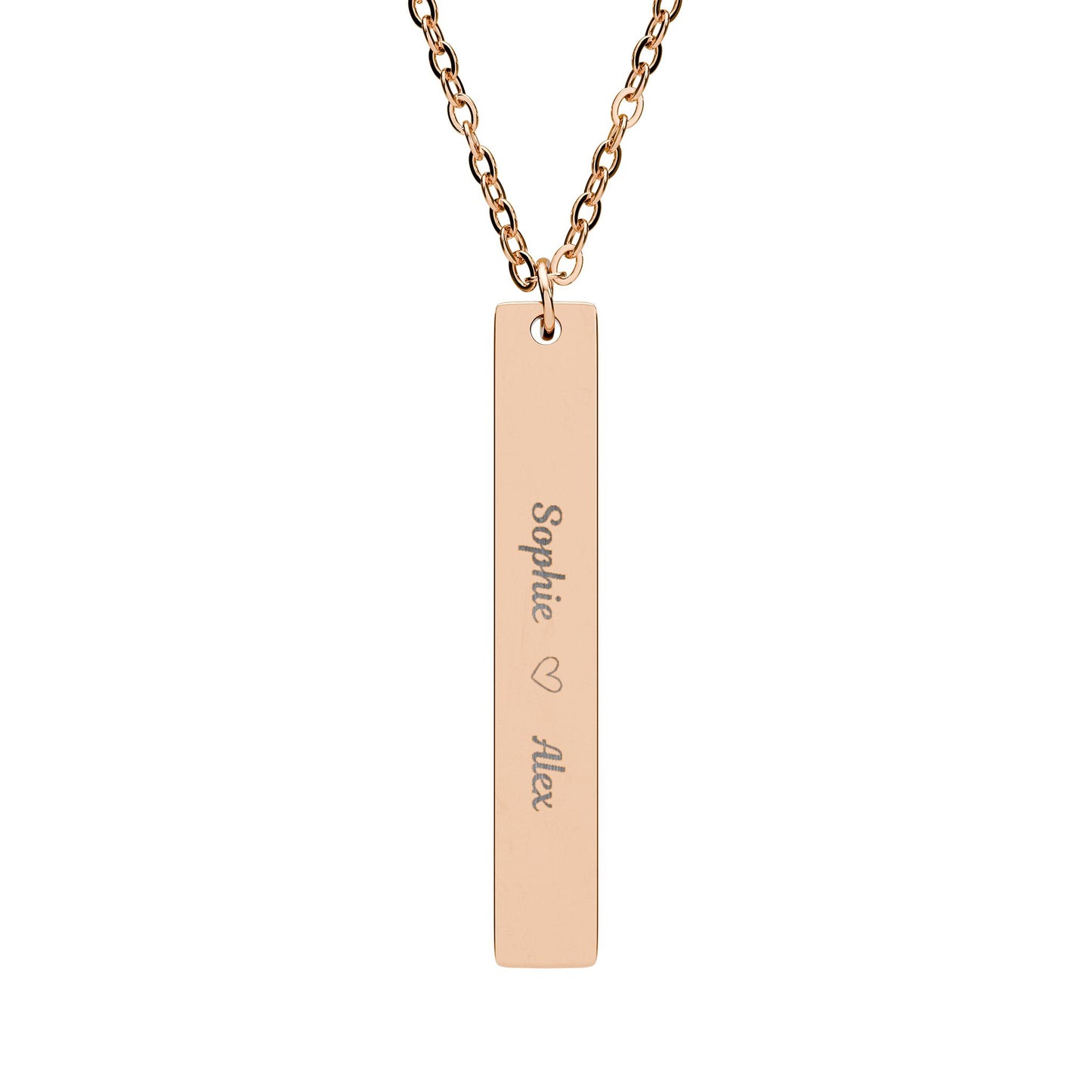 Personalized Vertical Bar Necklace — Engraved Names Pendant
