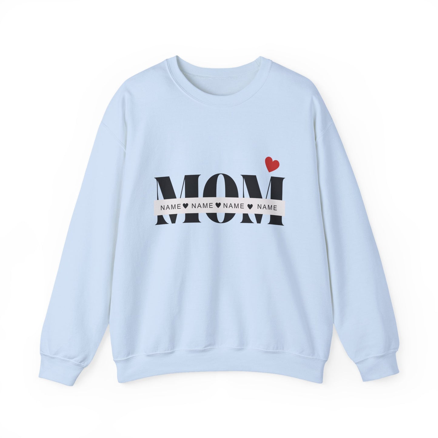 Personalized Mom with Kids Names  Crewneck Sweatshirt — Custom Names with Heart