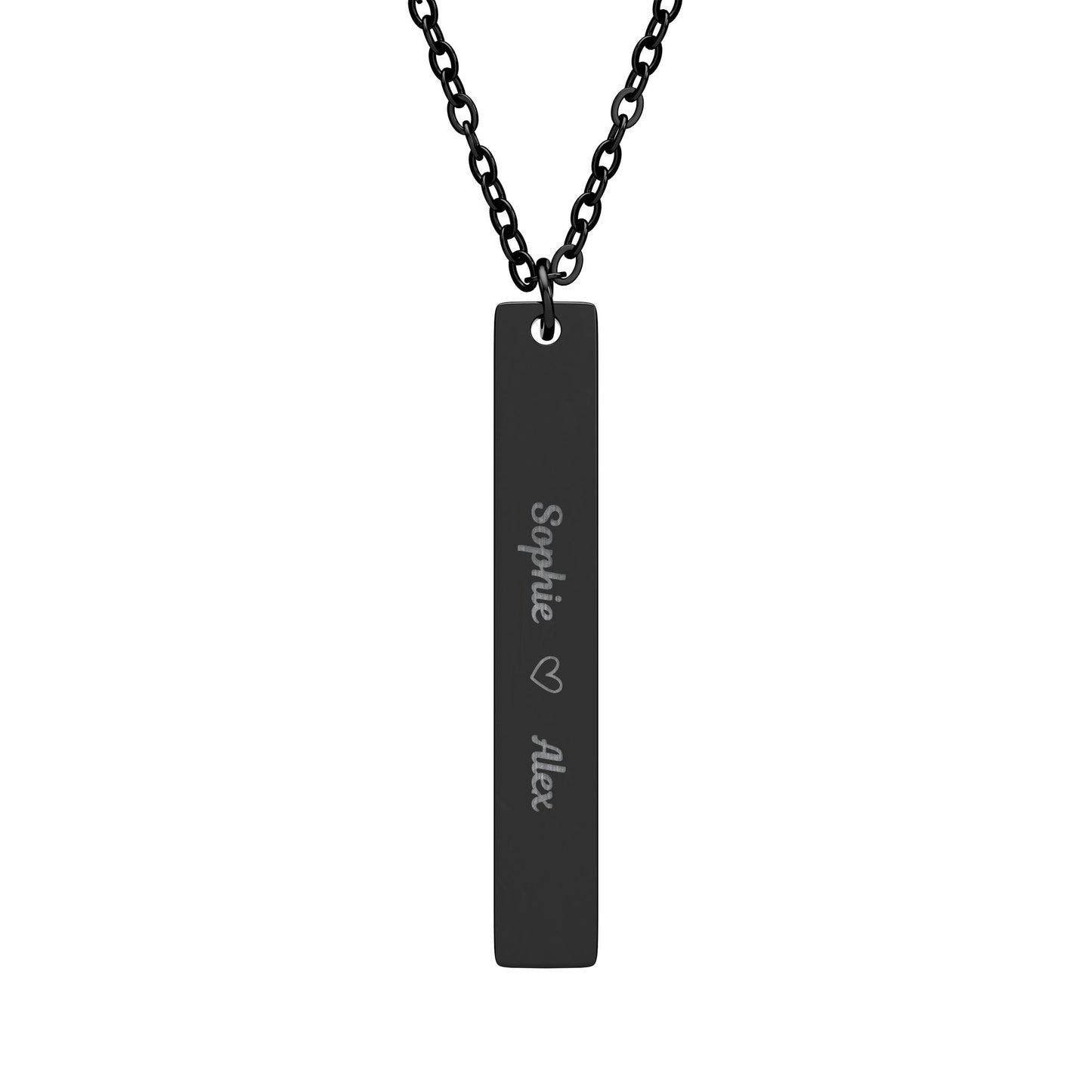 Personalized Vertical Bar Necklace — Engraved Names Pendant