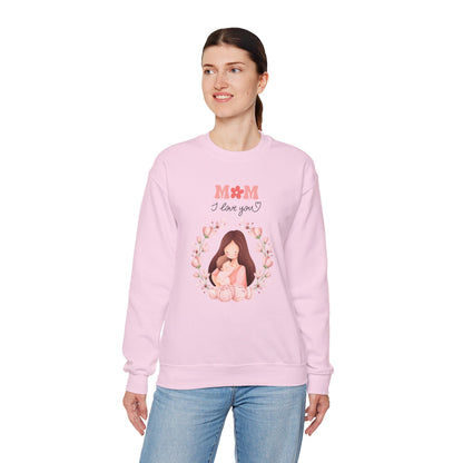 Mom I Love You Crewneck Sweatshirt — Cute Mom and Baby Floral Pullover