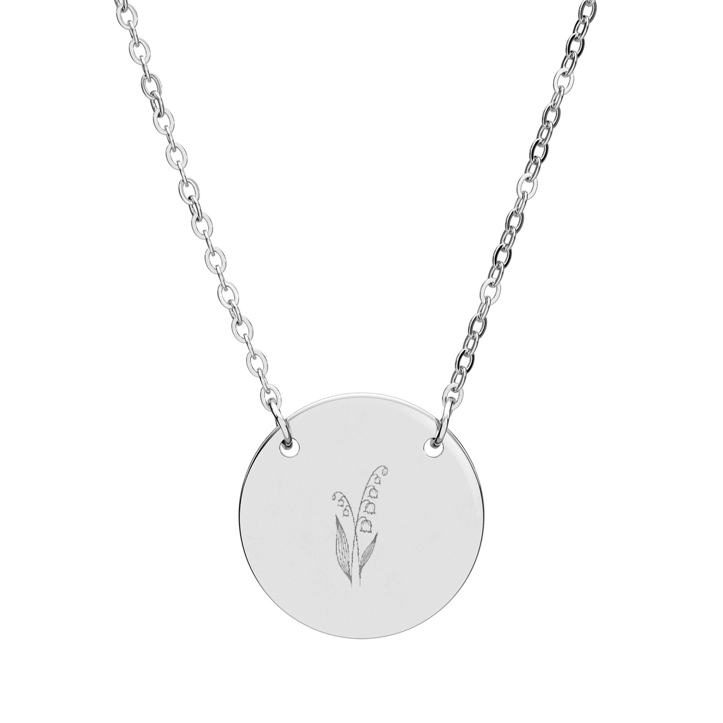 Birth Month Flower Engraved Circle Necklace