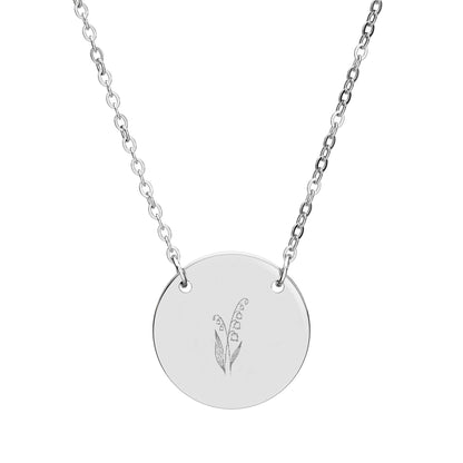 Birth Month Flower Engraved Circle Necklace