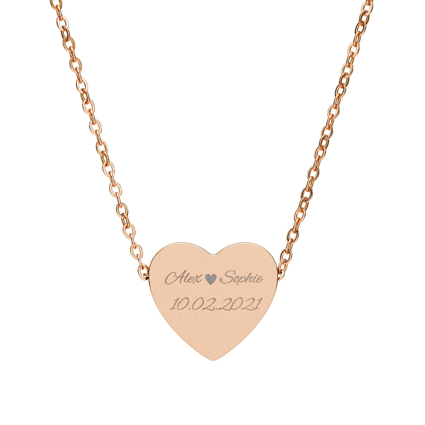 Engravable Heart Necklace — Personalized Sterling & Rose Gold Heart Pendant