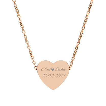 Engravable Heart Necklace — Personalized Sterling & Rose Gold Heart Pendant
