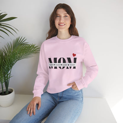 Personalized Mom with Kids Names  Crewneck Sweatshirt — Custom Names with Heart