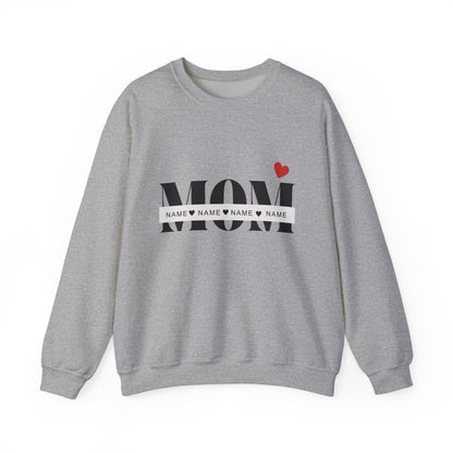 Personalized Mom with Kids Names  Crewneck Sweatshirt — Custom Names with Heart