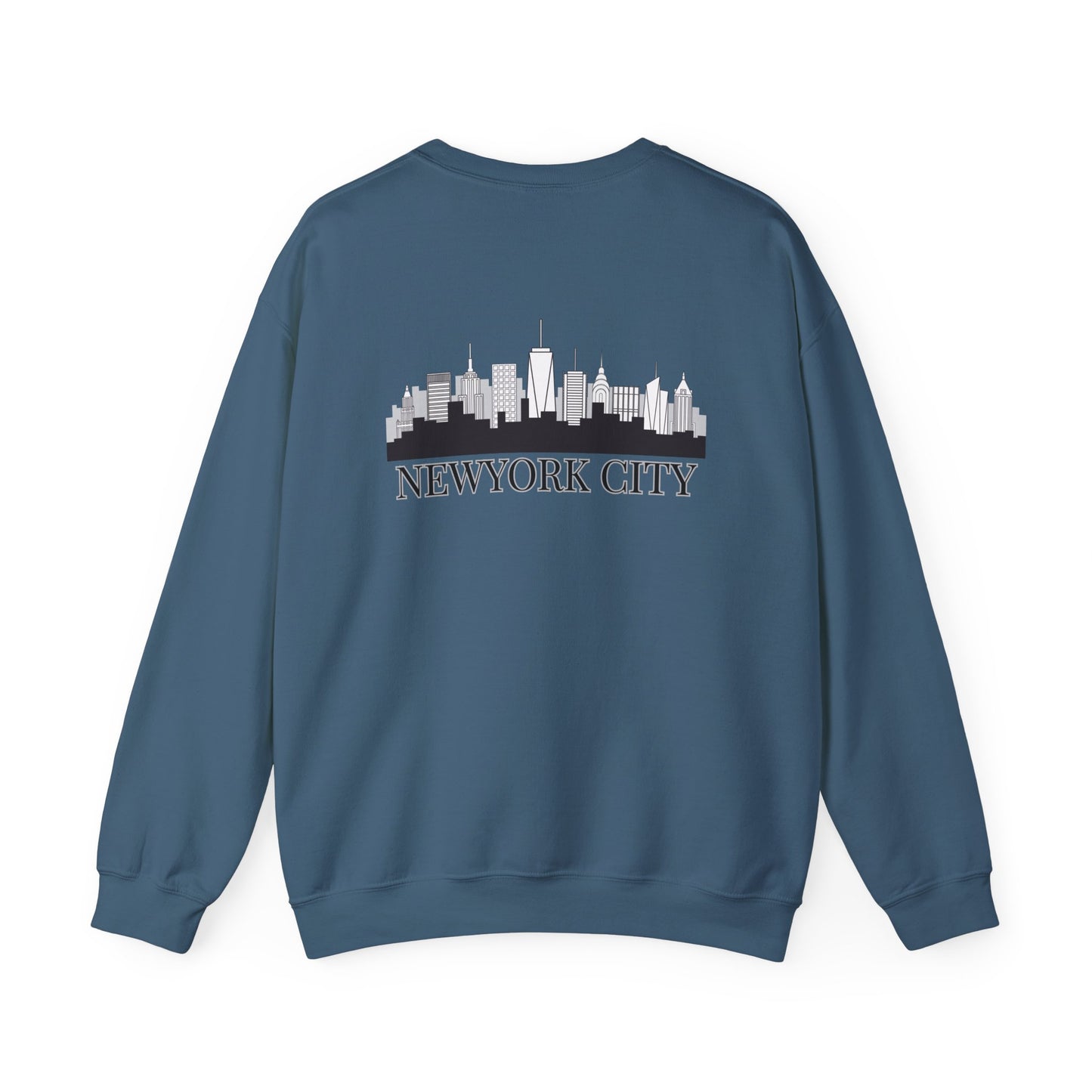 New York City Skyline Crewneck Sweatshirt — Statue of Liberty Chest Graphic