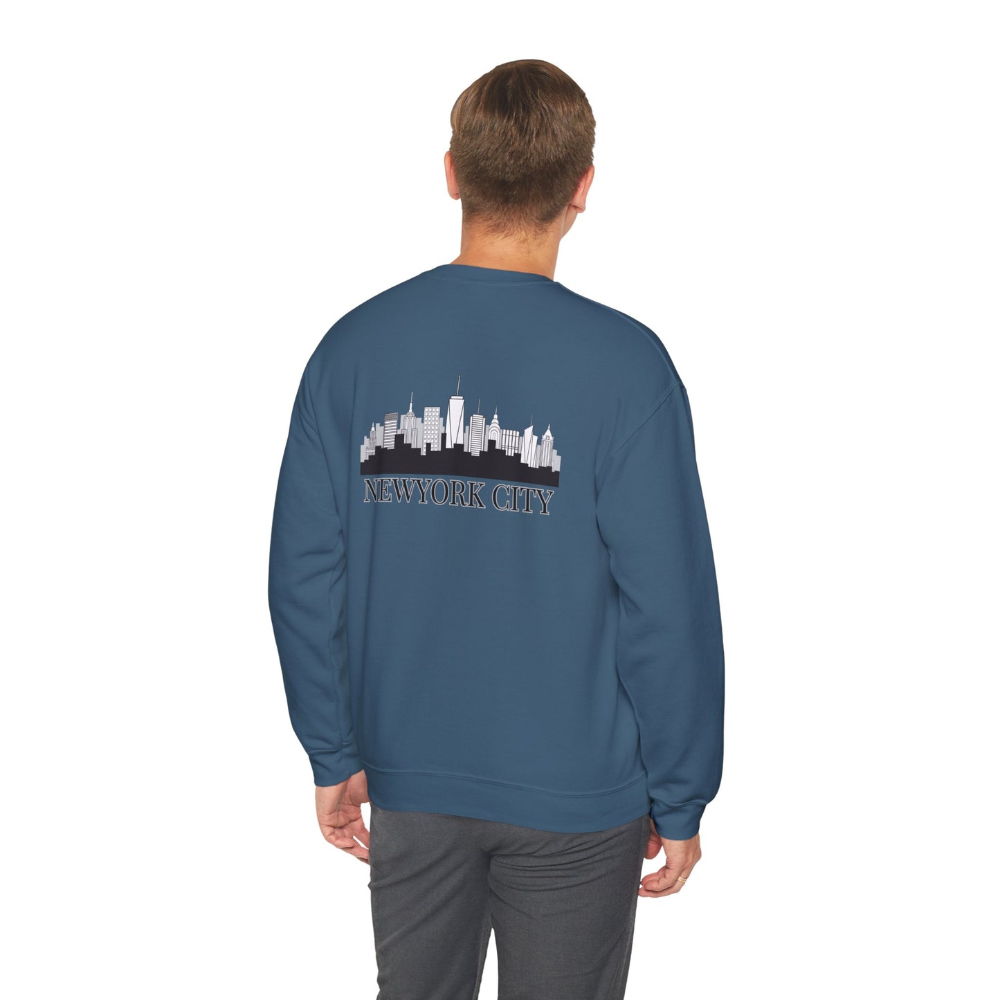 New York City Skyline Crewneck Sweatshirt — Statue of Liberty Chest Graphic