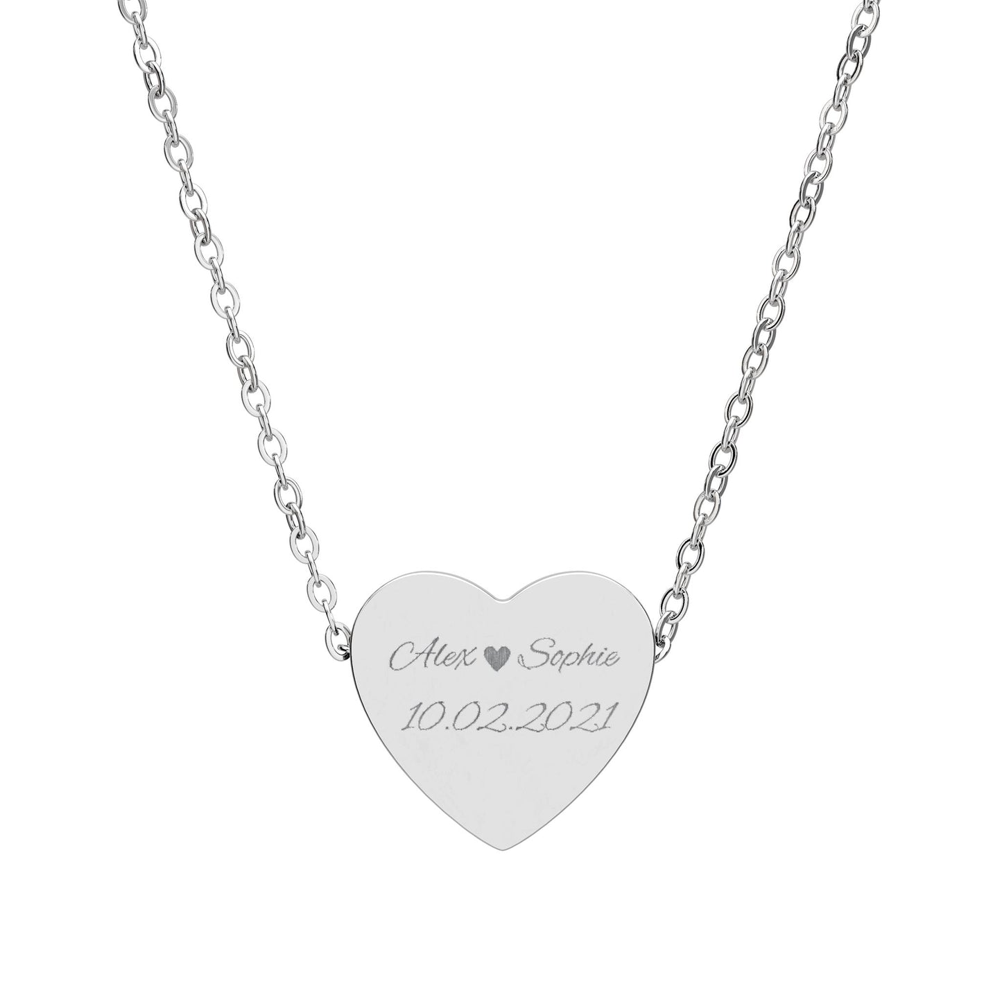 Engravable Heart Necklace — Personalized Sterling & Rose Gold Heart Pendant