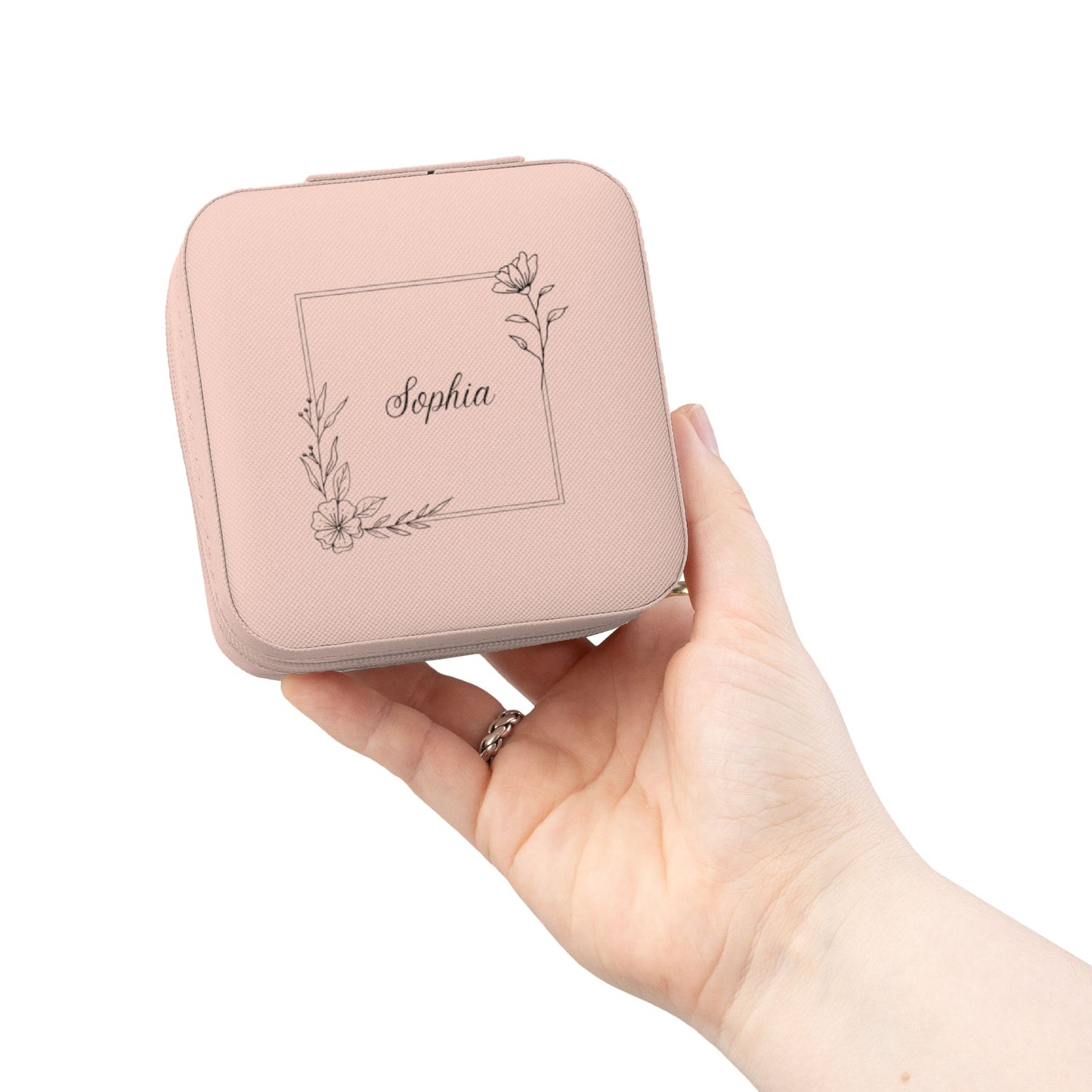 Personalized Name Jewelry Travel Case — Compact Portable Ring & Earring Organizer