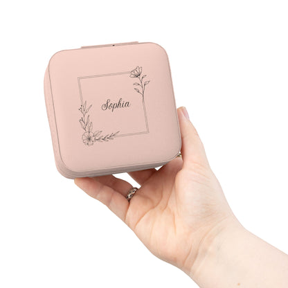 Personalized Name Jewelry Travel Case — Compact Portable Ring & Earring Organizer