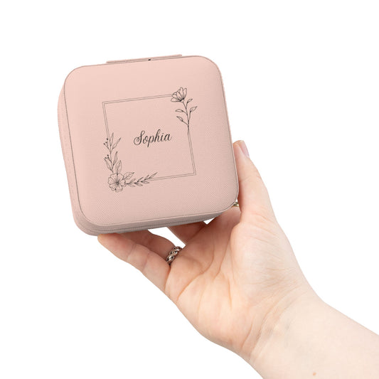 Personalized Name Jewelry Travel Case — Compact Portable Ring & Earring Organizer