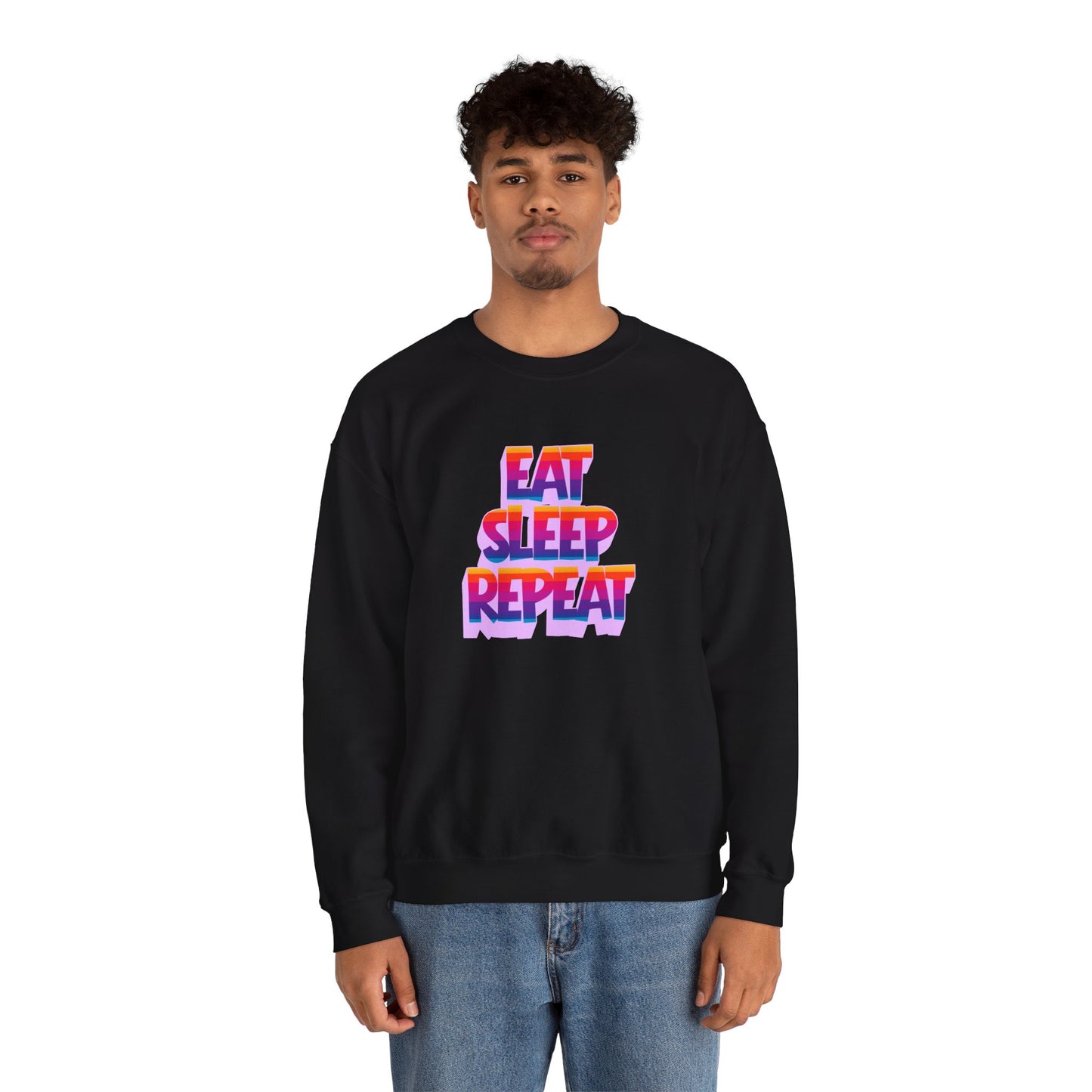 Eat Sleep Repeat Crewneck Sweatshirt — Retro Gradient Graphic Sweatshirt
