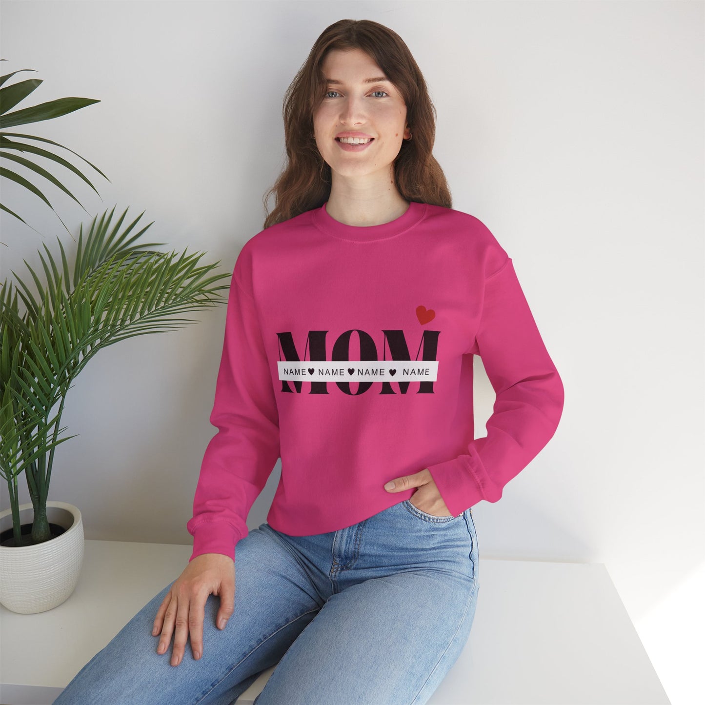 Personalized Mom with Kids Names  Crewneck Sweatshirt — Custom Names with Heart