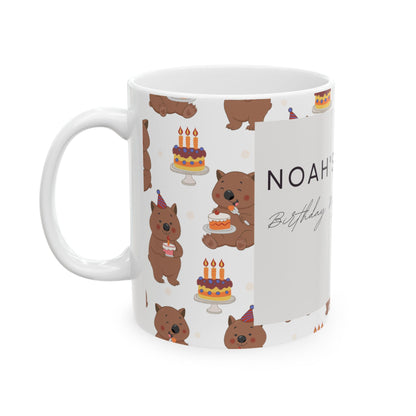 Personalized Birthday Mug with Cute Bear Design