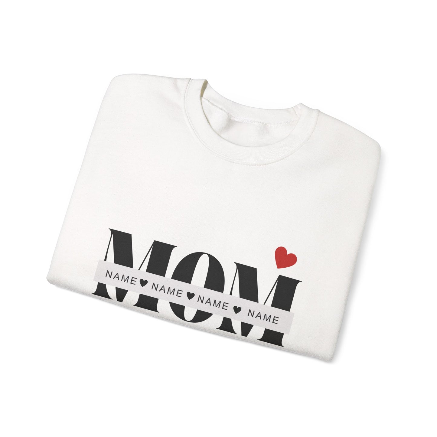 Personalized Mom with Kids Names  Crewneck Sweatshirt — Custom Names with Heart