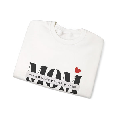 Personalized Mom with Kids Names  Crewneck Sweatshirt — Custom Names with Heart