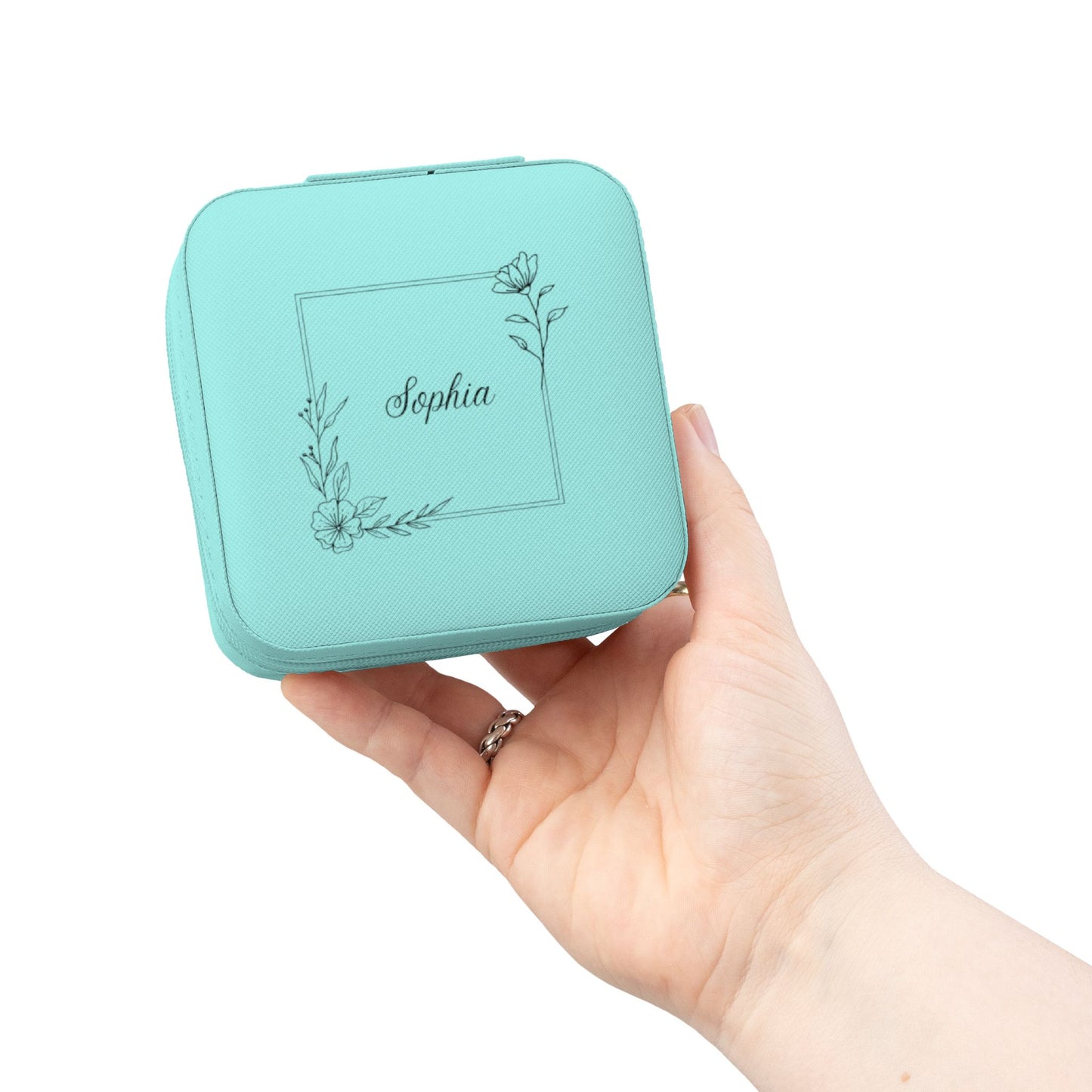 Personalized Name Jewelry Travel Case — Compact Portable Ring & Earring Organizer