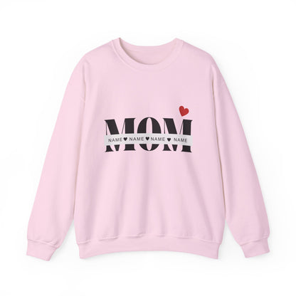 Personalized Mom with Kids Names  Crewneck Sweatshirt — Custom Names with Heart