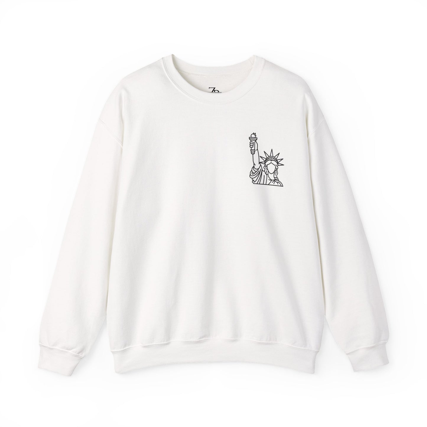 New York City Skyline Crewneck Sweatshirt — Statue of Liberty Chest Graphic