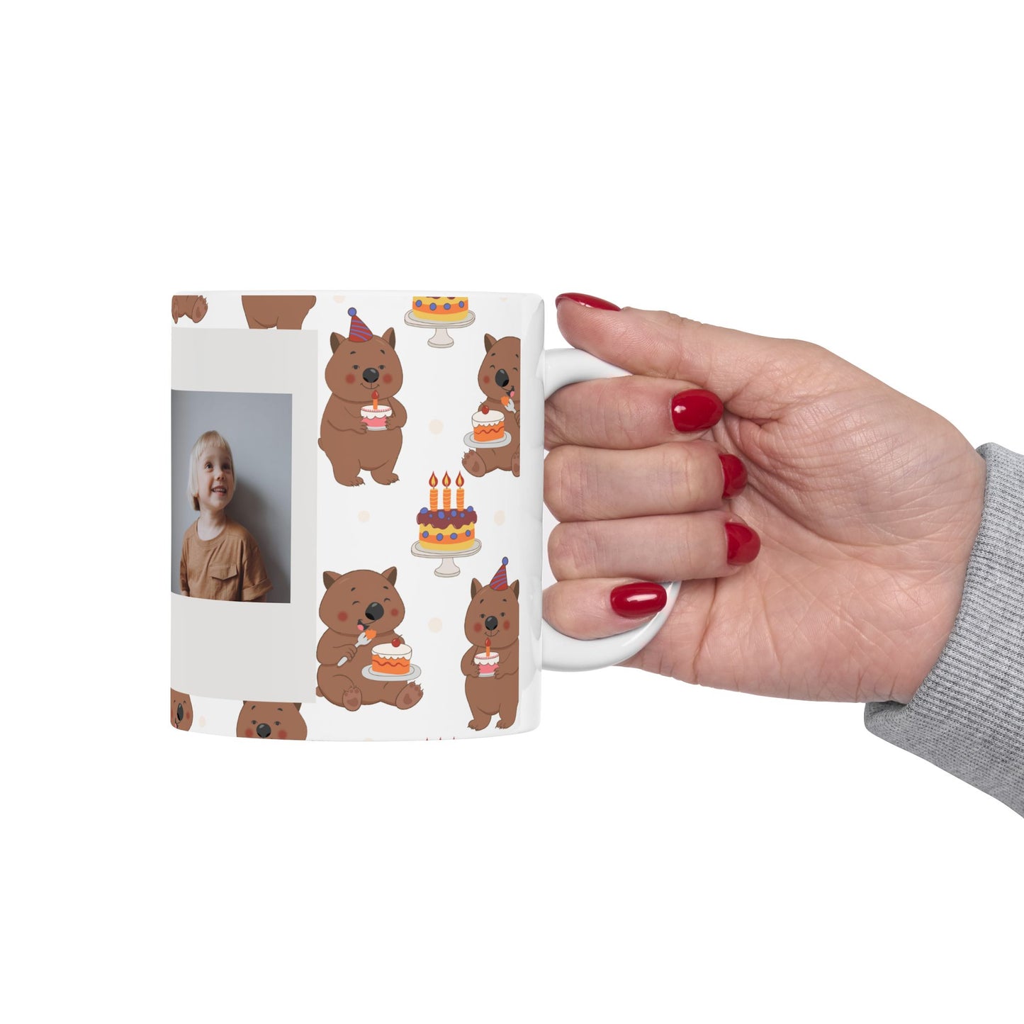 Personalized Birthday Mug with Cute Bear Design
