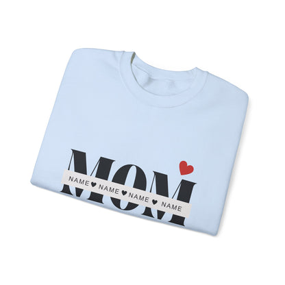 Personalized Mom with Kids Names  Crewneck Sweatshirt — Custom Names with Heart