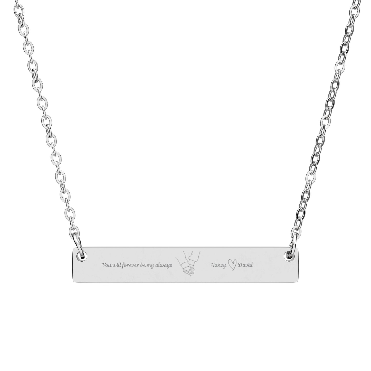 Engravable Horizontal Bar Necklace — Personalized Name Bar Pendant, Custom Message Jewelry
