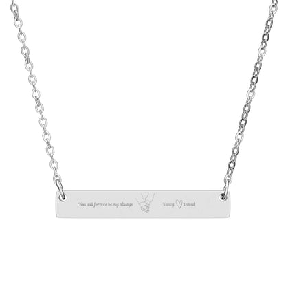 Engravable Horizontal Bar Necklace — Personalized Name Bar Pendant, Custom Message Jewelry