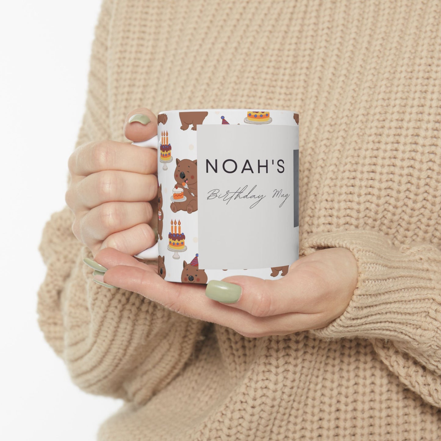 Personalized Birthday Mug with Cute Bear Design