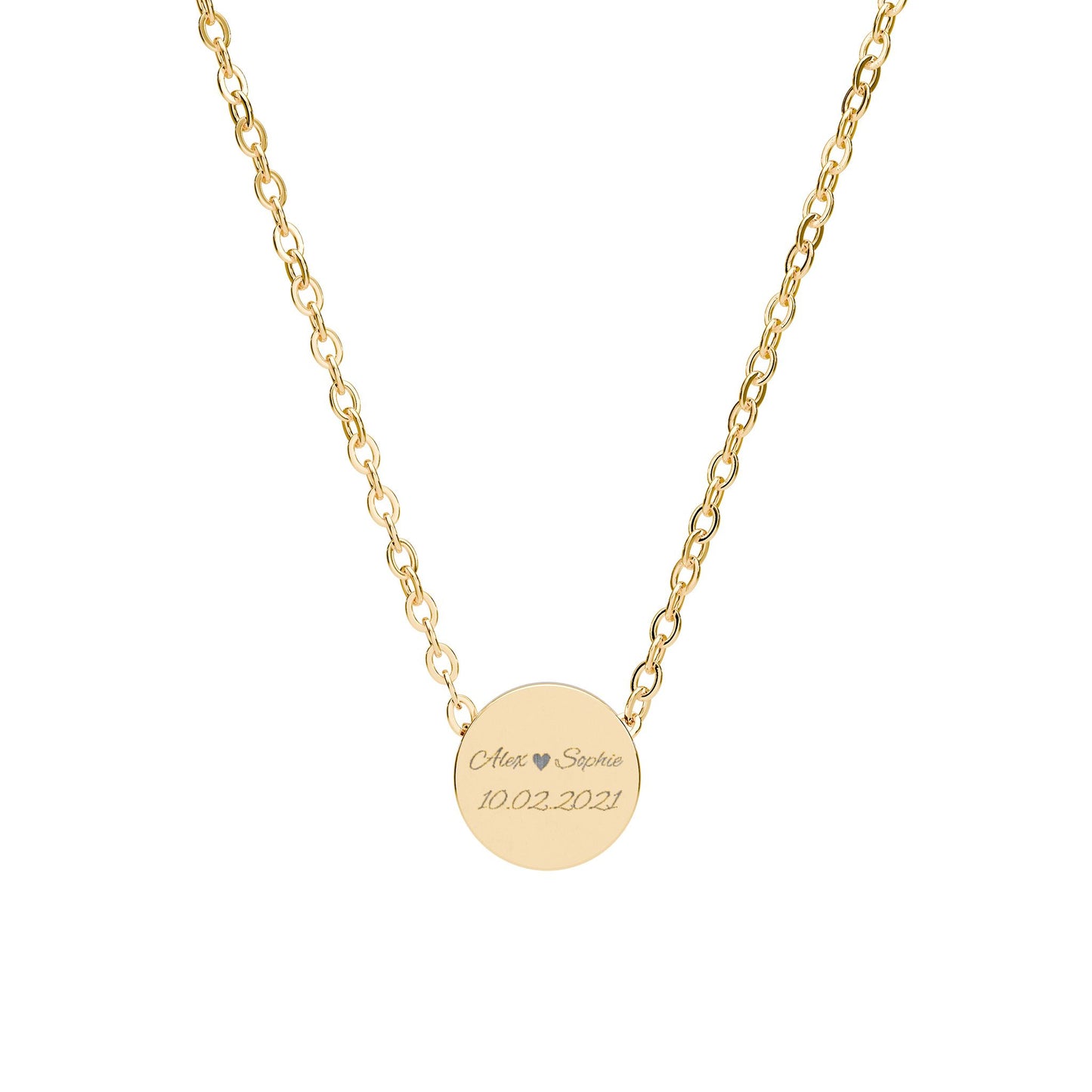 Mini Engraved Circle Necklace — Personalized Tiny Disc Pendant (Silver or Rose Gold)