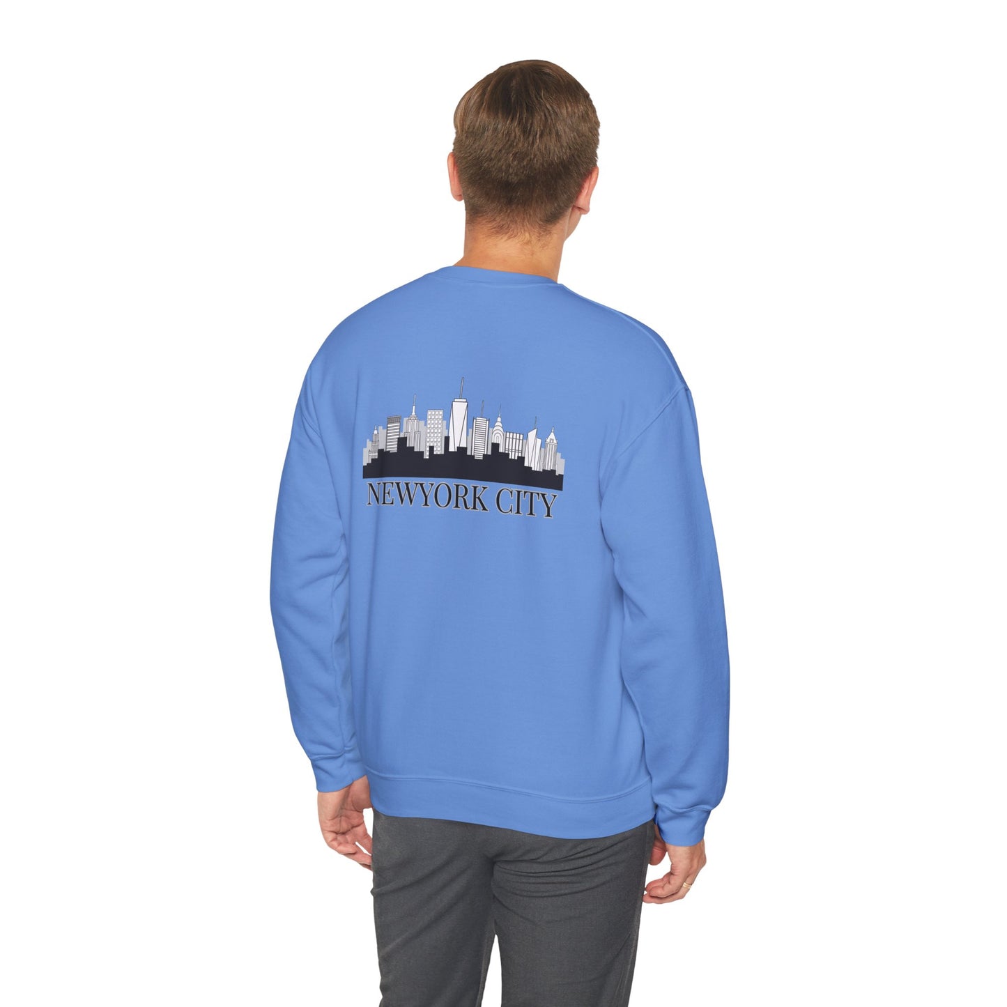 New York City Skyline Crewneck Sweatshirt — Statue of Liberty Chest Graphic