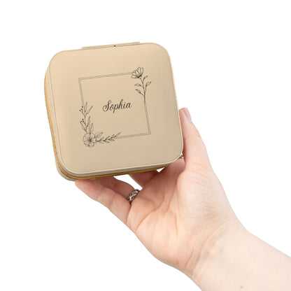 Personalized Name Jewelry Travel Case — Compact Portable Ring & Earring Organizer